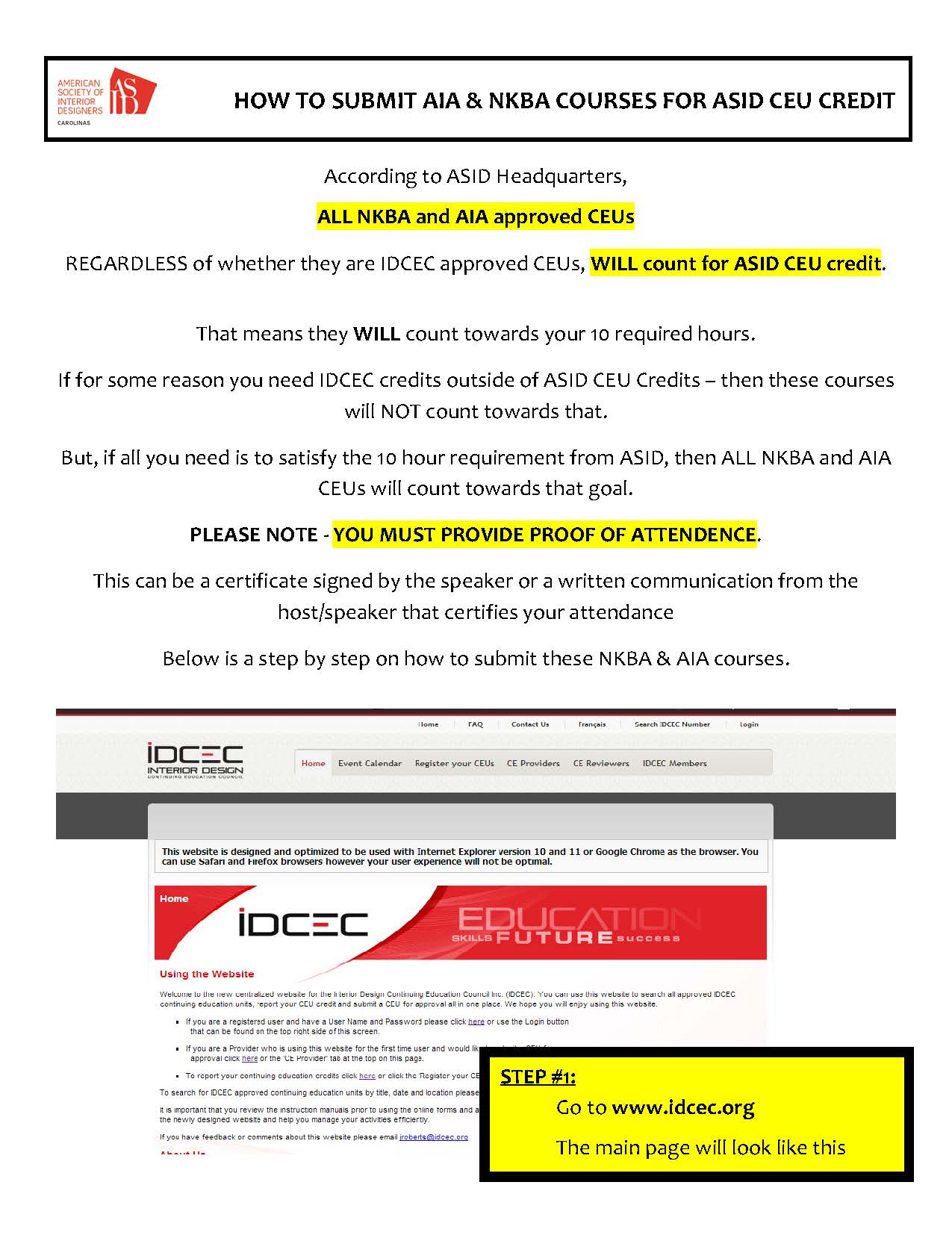 HOW TO SUBMIT AIA NKBA COURSES FOR ASID CEU CREDIT Page 01