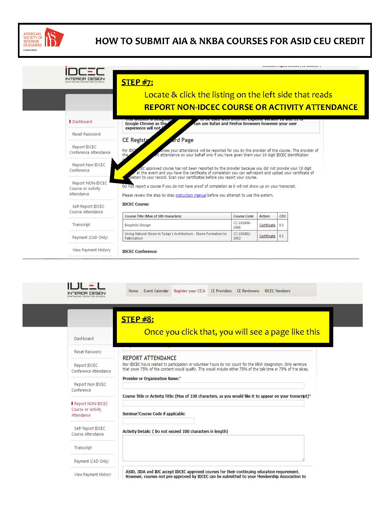 HOW TO SUBMIT AIA NKBA COURSES FOR ASID CEU CREDIT Page 04