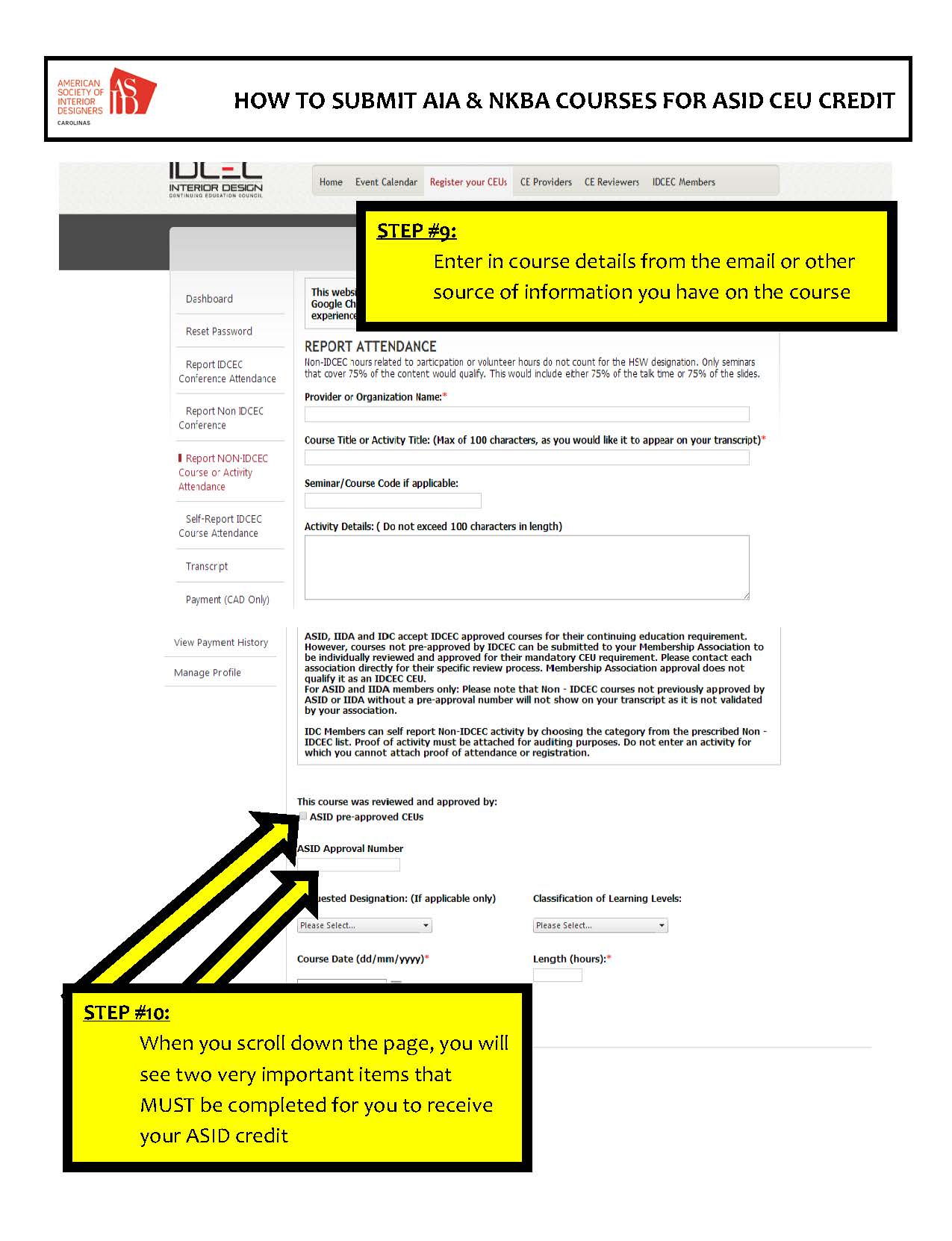 HOW TO SUBMIT AIA NKBA COURSES FOR ASID CEU CREDIT Page 05
