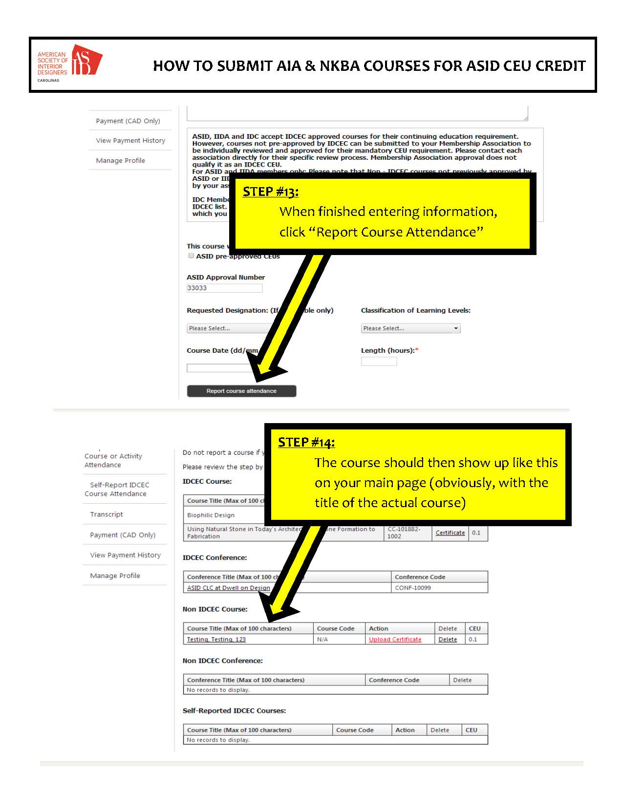 HOW TO SUBMIT AIA NKBA COURSES FOR ASID CEU CREDIT Page 07