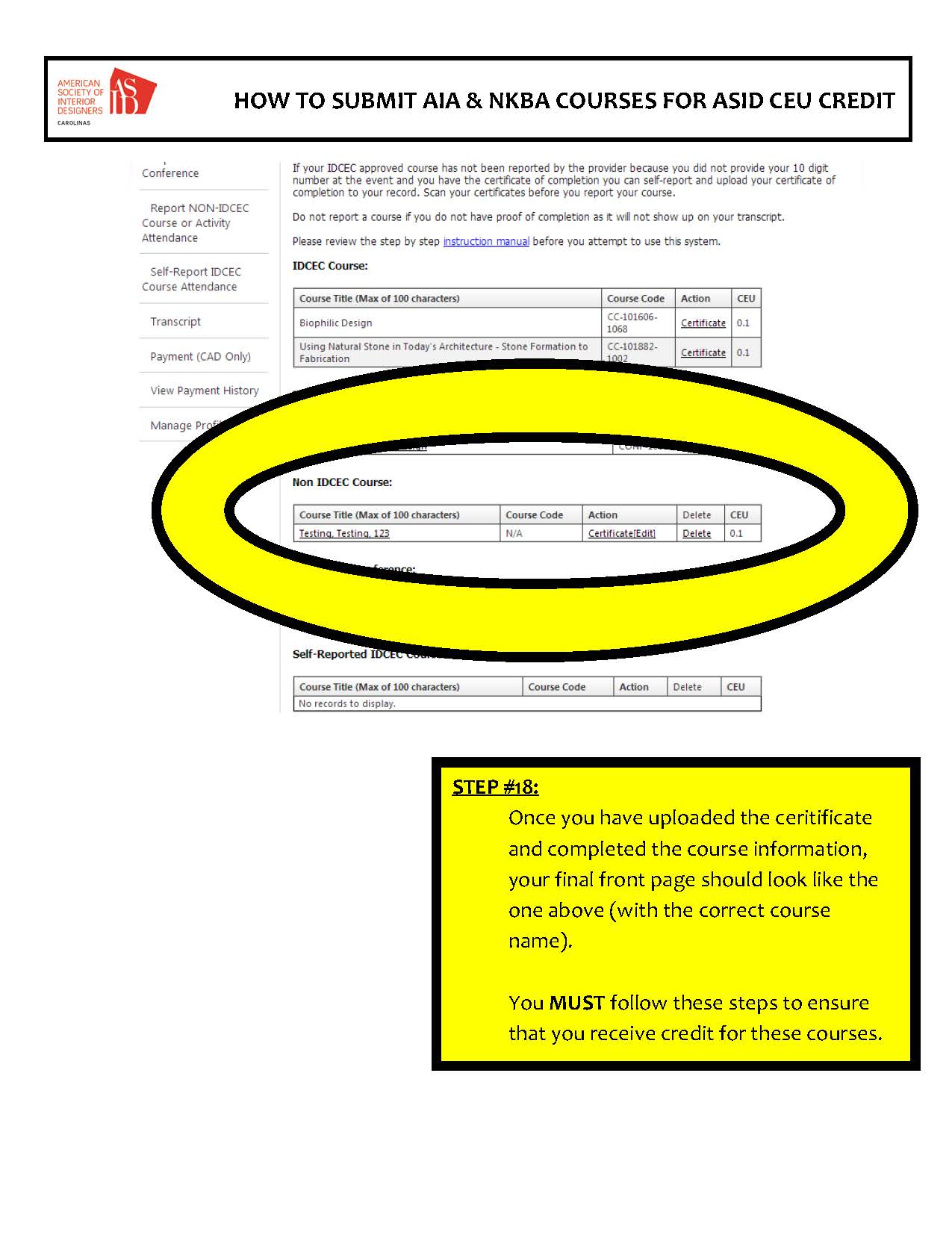 HOW TO SUBMIT AIA NKBA COURSES FOR ASID CEU CREDIT Page 10